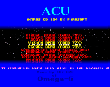 Screenshot of ACU Intros Compilation Disks